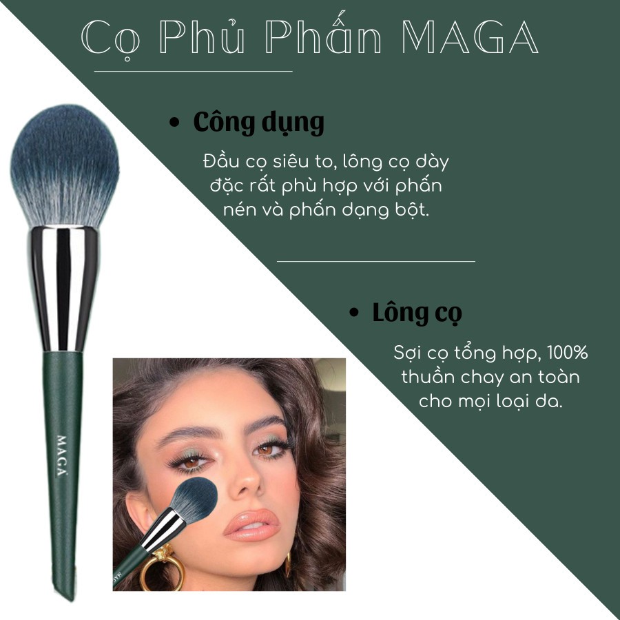 Cọ phủ phấn nén và bột đầu rộng siêu mềm MAGA Powder Brush